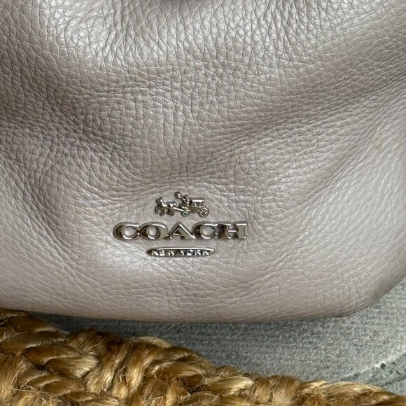 COACH PHOEBE LEATHER & EXOTIC PYTHON EMBOSSED TRIM HOBO SHOULDER BAG BLACK GRAY - Picture 8 of 16